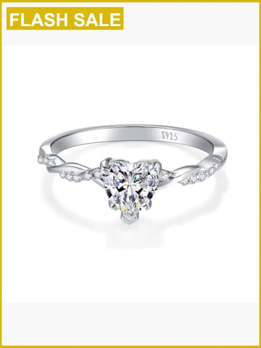 Heart Statement Ring 925 Sterling Silver Cubic Zirconia Size 5-10